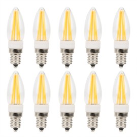 10Pcs E12 Long Filament Light Bulbs 3W AC110V Chandelier Ceiling Lamp Bulb Warm White