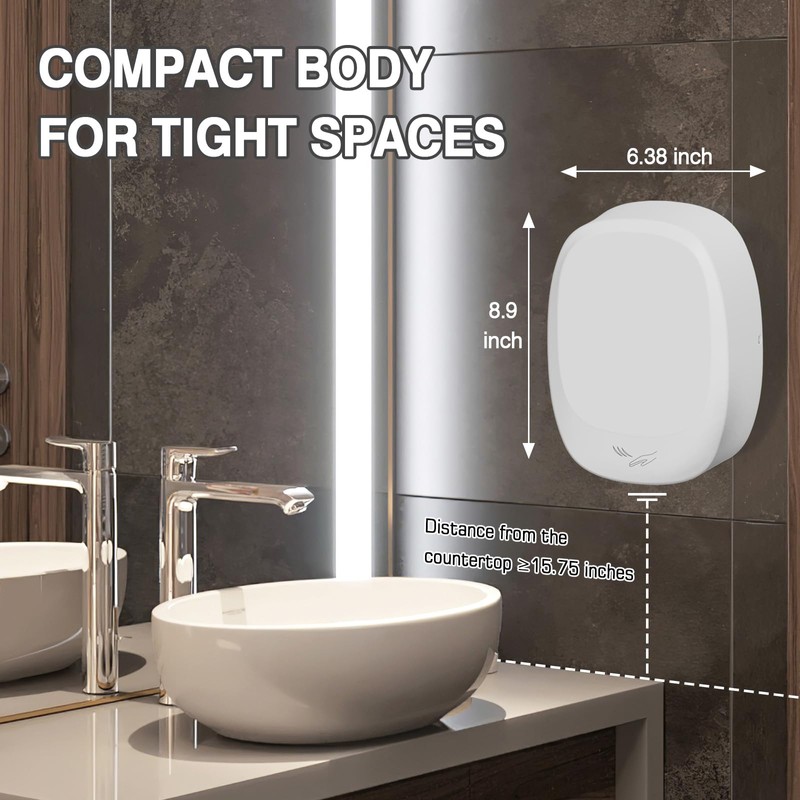 Oxassessly Commercial Compact Hand Dryer with HEPA Filter,High Speed Auto