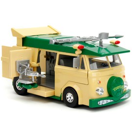 Party Wagon Green and Beige and Donatello Diecast Figure TMNT Hollywood Rides Series Diecast Model by Jada 34529