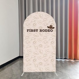Iydamc Western Cowboy Arched Backdrop Cover 7.2FT My First Rodeo Theme Arch Spandex Cover for Wild West Rodeo Mexican Cactus Birthday Party Decoration (Only Cover)