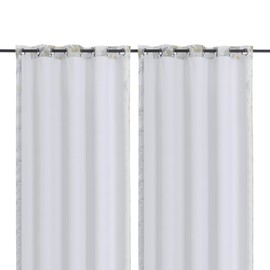 Chyhomenyc Window Blackout Curtain Liners with 18 Rings, Thermal Insulated 100% Blackout Liner for 96 Inch Curtains, Each 50Wx92L, 2 Liners Per Set with 18 Pieces Rings