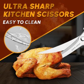 DRAGON RIOT Kitchen Shears, Silver Kitchen Scissors, Meat Cooking Scissors, Multipurpose Poultry Shears, Dishwasher Safe