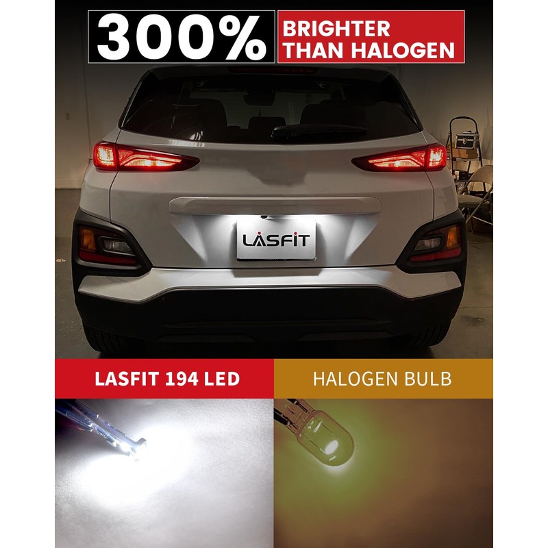 LASFIT 194 LED Bulb for License Plate Bulb White Bright,T10