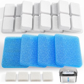 Dog Water Fountain Filter Replacement, 4 Packs Pet Water Filter & Sponge Filter for Sharlovy W10 Pro, 2 Months Set Easy-Swap For Dogs and Cat Fountain