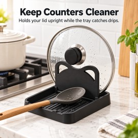 Pot Lid & Spoon Holder for Kitchen Counter – Multifunctional Stand for Lids, Spatulas & Cooking Utensil Storage