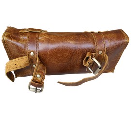 american blue Buffalo Leather Handlebar Saddle Motorcycle Bag Bicycle Tool Bag Leather Travel Accessories Bag Fork Bicycle Accessories Bicycle Carrier (Design No 2)