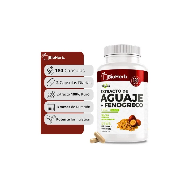 Bioherb®| Aguaje + Fenogreco - Potente Combinación 180 Caps