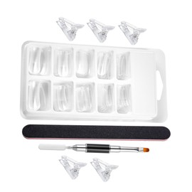 Mikinona 1 Set Nail Extension Set Kit Para Rhinestones Supplies Nail Tips Square Artificial False Nails Airbrush Press Nails Short Gel Trimmer Tweezer Cuticle Drill Nail File Plastic