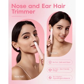 VG VOGCREST Nose Hair Trimmer for Women: Rechargeable 2 in 1 Nose Ear Hair and Eyebrow Trimmer (Pink)