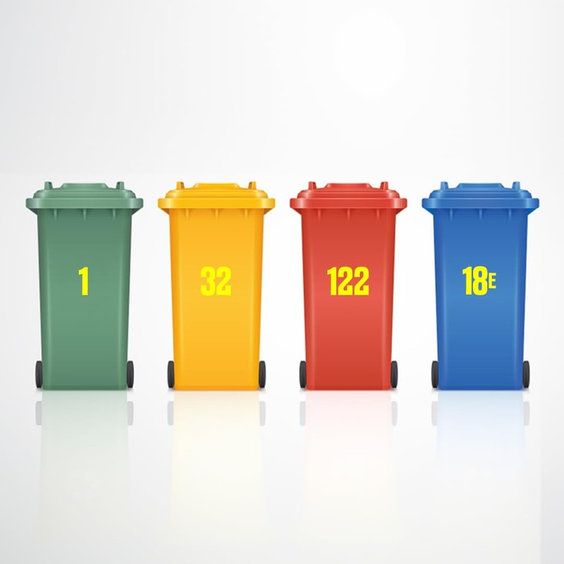 Wheelie Bin Numbers 1-999 (and/or. Letters A-Z) 2 Sets Waterproof