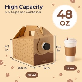 Fit Meal Prep 25 Pack 48 oz Disposable Coffee Dispensers with Handle, Insulated to Go Storage Containers, Portable Coffee Box Cold Hot Drink Dispenser Bulk for Party, Catering, Office, Take Out