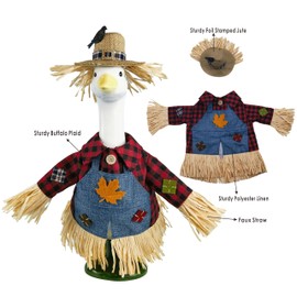 HALSHI Scarecrow Porch Goose Outfits for 23 Inch Lawn Statue, Costume for Plastic/Cement Goose Statue, Seasonal Fall Sculpture Clothes for Garden Yard Patio Party Decoration