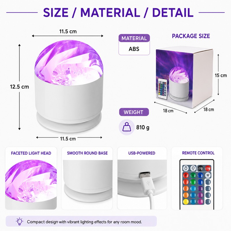 Galaxy Projector Night Light for Bedroom – 16-Color Rotating Aurora