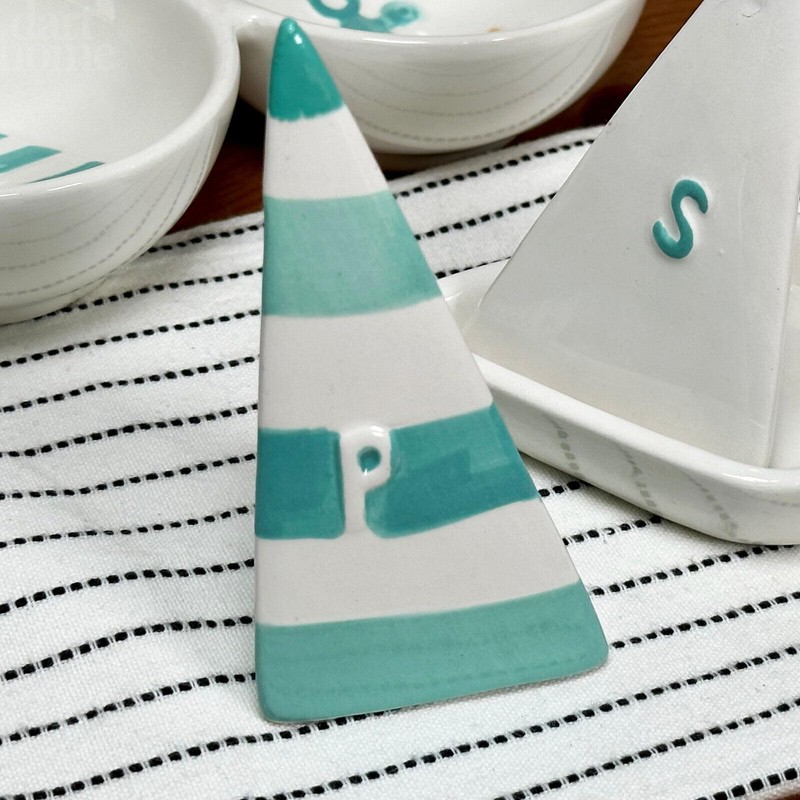 Salt Pepper Set Sail Boat Ceramic Novelty Kitchen Seaside Nautical