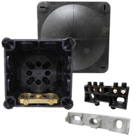 Wiska 308/5 with EC308 - Black Junction Box with Earthing Plate for SWA Glands - Waterproof Outdoor 85mm