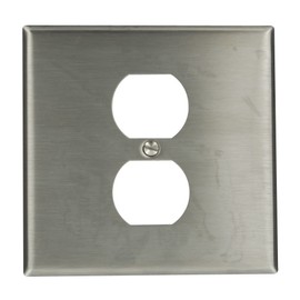 Leviton 2-Gang Wallplate, Non-Magnetic Stainless Steel, 84039-40