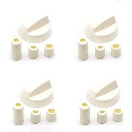 CABLEPELADO 4 x 4cm Diameter Universal Oven Cooker Gas Hob Knobs White + Adapter