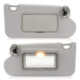 Left & Right Driver Passenger Side Sun Visor Gray with Light, without Sunroof for Nissan Altima 2013 2014 2015 2016 2017 2018, Replace for 96400-3TA2A, 96401-3TA2A