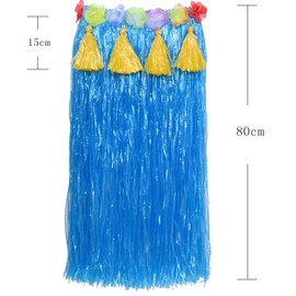 YKKJ Hawaii Skirt Set, Hula Skirt with Hawaii, for Women, Costume Accessories, Chic Hawaiian Party Decoration, Green, Pack of 7