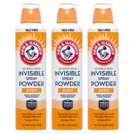 Arm & Hammer Invisible Body Powder Spray, Clear Talc-Free Body Odor & Sweat Control For Men & Women, Spray Body Powder For Women And Men, Arm And Hammer Body Spray Powder, 7 Oz (3 Pack)