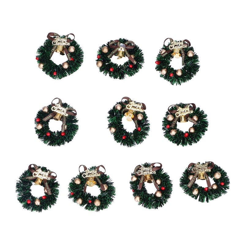 10Pcs Christmas Wreaths Miniature Scene Models Dollhouse Accessories for Above