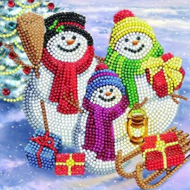 Crystal Art Diamond Painting Card Kit - Snowman Family Fun- Create Your Own 7"x7" Card Kit - for Ages 8 and up