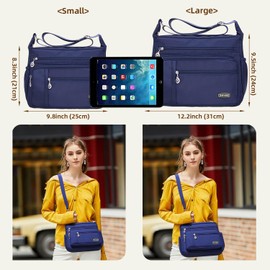 SHIFANQI Crossbody Bags for Women,Multiple Pockets Casual Ladies Shoulder Handbags,Waterproof Nylon Travel Purses, Lightweight Messenger Bag with Adjustable Strap (Large - Blue)