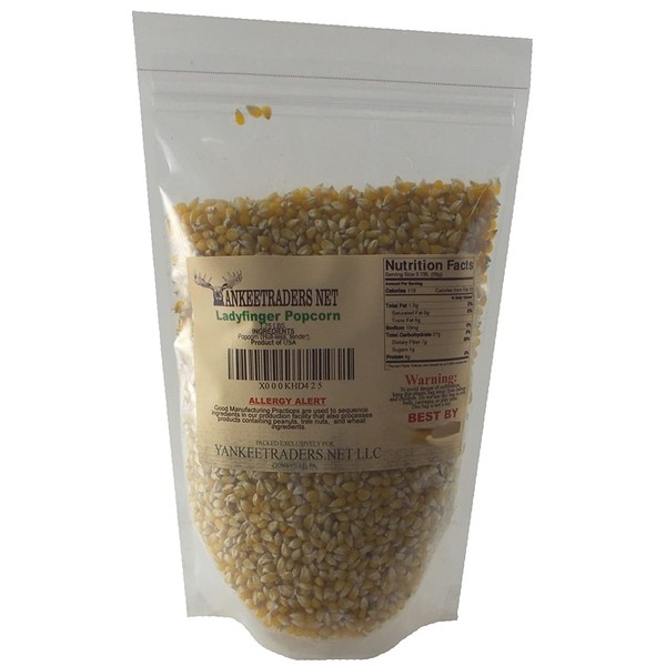 Ladyfinger Popcorn (Hull-less, Tender Popcorn), 1 3/4 Lb Pack, Yankee Traders Brand