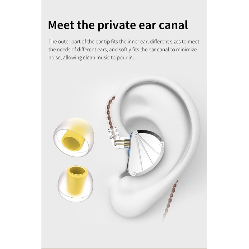 Keephifi【10 PCS/5 Pairs】 Earphones Earpads KBEAR 07 Silicone Eartips,Noise Reduction