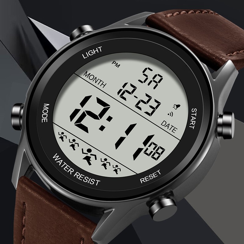 Men Digital Watch Dual Time Stopwatch Calendar Alarm Clock Waterproof