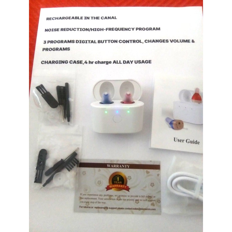 SIERESGON TWO RECHARGEABLE tiny digital amplifiers 3 programs NOISE &