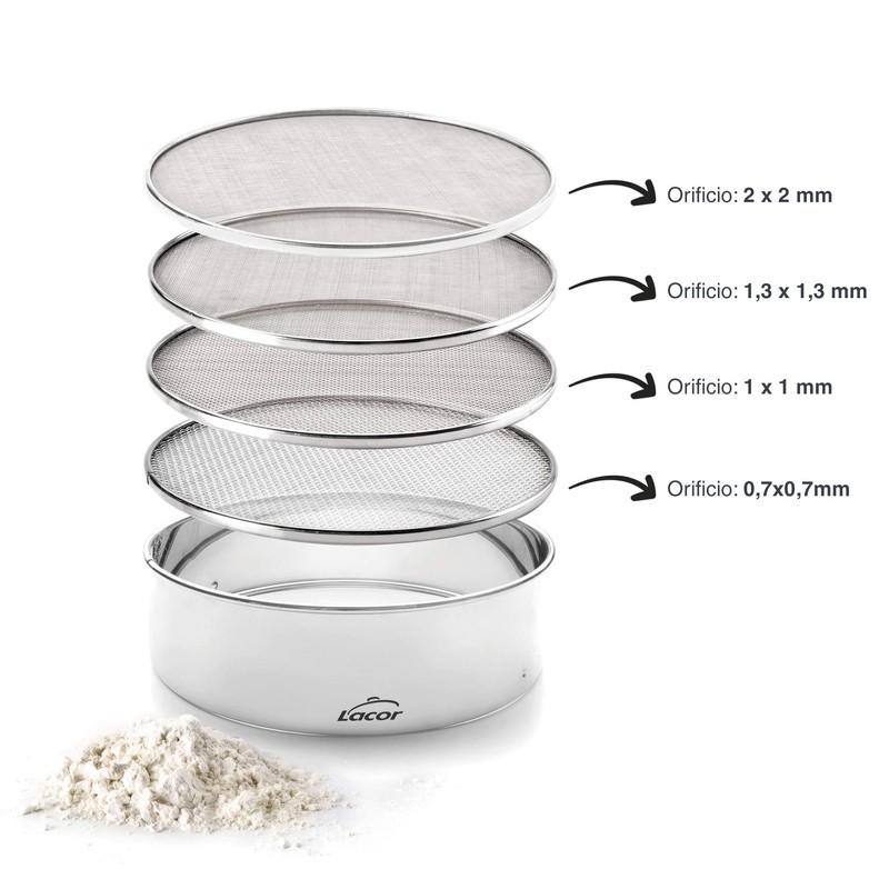 LACOR 4 AUSTAUSCHBARE MASCHE-SIEB 25 cm, 25X25X5 cm, Silber