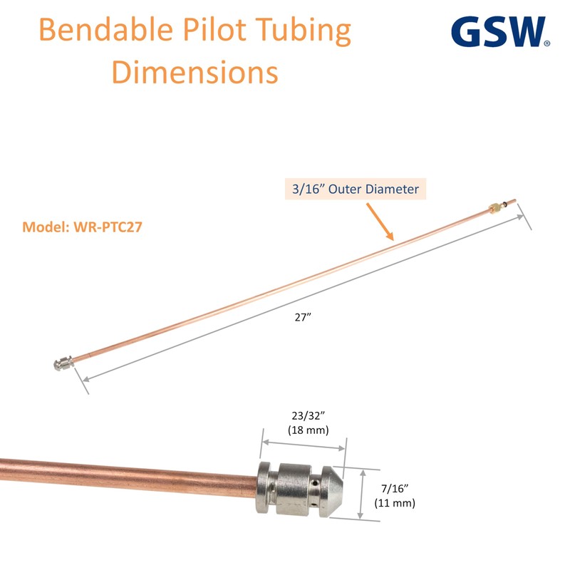 GSW WR-PTC27 3/16"OD x 27"L Bendable Pilot Tubing with Pilot