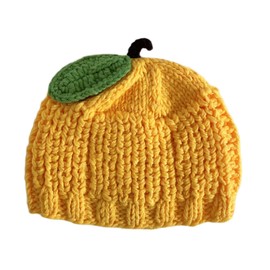 Tinker Tot Winter Baby Beanie l Lemon with Green Leaf 4-8 Months Soft & Warm Crocket Knit Kids Beanie for Boys and Girls with Warm Earflap l Handmade Newborn Baby to Toddler Beanie Hat – M