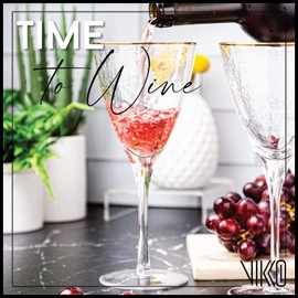 Vikko Wine Glasses, 11.5 Ounce Decorative Wine Glass, Hammered Glass with Gold Rim Red or White Wine Glass, Set of 4 Elegant Sparkling Wine Glasses