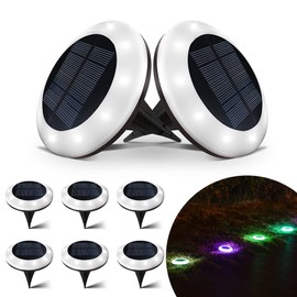 LAMTREE 8 Pack 20 Lumens Colorized Solar Ground Lights, Outdoor in-Groudn Solar Lights for Pathway, Patio, Yard, Path, Lawn and Garden with Color LEDs and White LEDs