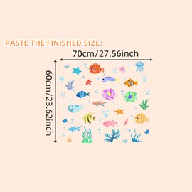 Condessacity Wall Stickers Fish Cute Sea Animals Sea Creatures in the Sea Wallpaper Stickers Wallpaper Kids Room DIY Stickers for Kindergarten Nursery Boys Girls Kids Toy House Wall Stickers Bathroom