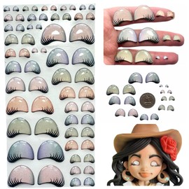 123-M: 62pcs (31 Pairs) 3D Resin Googly Eyes (5–22mm) – Glitter, Pink/Skin/Green/Purple – Self-Adhesive for DIY, Clay, Amigurumi, Porcelain, Crafts & DIY Projects