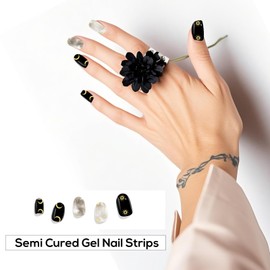 Semi Cured Gel Nail Strips & Wraps - 20PCS, UV/LED Lamp Required, Long Lasting DIY Manicure Kit, Salon Quality, Trendy Nail Art Designs (Space)