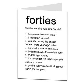 Funny 40th Birthday Card For Men Women 40 Today Joke Humour