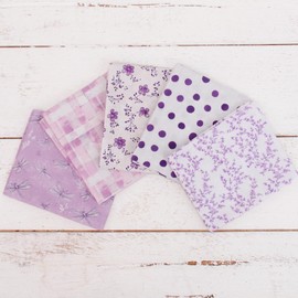 Threadart Exclusive 5 Fat Quarter Bundles - White and Purple Vintage Prints 100% Cotton Fabric - Premium 100% Cotton Quilting Fabric - No Duplicates - Full Size Fat Quarters 18"x21" - White and Purple