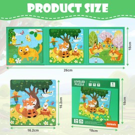 Aolso Magnetic Puzzles for Kids Ages 3-5, 3-in-1 Jigsaw Puzzles, Animal Jigsaw Puzzles Book for Toddlers, Travel Games and Travel Toys, Learning Magnet Gift for Road Trip