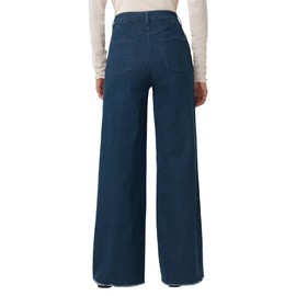 HUE Women's Fashion Jeggings-Cropped Flare, Straight, Bootcut, Wide Denim Leggings, Midnight Rinse Wash - Frayed Edge, Medium