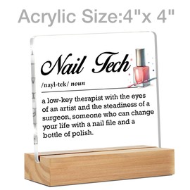 Nail Tech Appreciation Gift for Women - Clear Desk Decorative Sign for Beauty Room, Nail Salon Acrylic Decor - Artist Technician Manicurist Graduation Gift