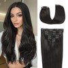 Clip in Hair Extensions Real Human Hair Natural Black Hair