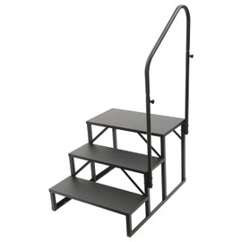 3 Steps RV Steps with Handrail,Hot Tub Steps Ladder, Portable Anti-Slip Stairs for Travel Trailer,RV, Camper,Mobile Home,Pool and Porch Single Handrail