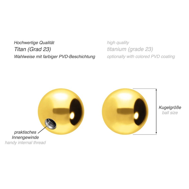 PIERCINGLINE Universal Screw Ball with Internal Thread Titanium Piercing Attachments