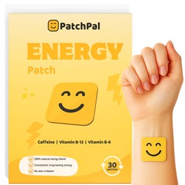 PatchPal Energy Boost Patches – Sustained Caffeine Release with Essential B-Vitamins – Calorie-Free Energy Support – Easy Wear, Long-Lasting, 30 Patches