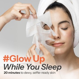 Skin 2.0 Vitamin C & Collagen Sheet Mask - Anti-Aging, Wrinkle & Age Spot Reducer, Hydrating & Moisturizing - Dermatologist Tested Korean Skincare, Clean Beauty, All Skin Types - 10 Count