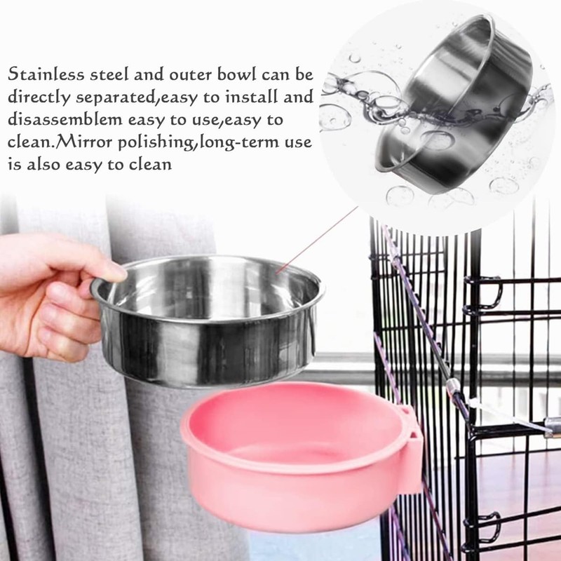 SAHENITEANA Juego de cuencos colgantes de acero inoxidable para conejos,Tazón